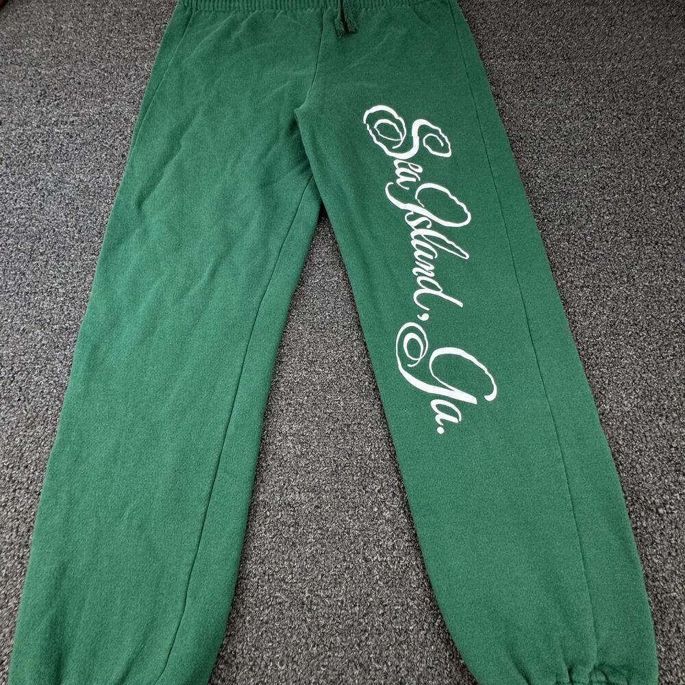 Vtg Champion Pants Mens L Green Fleece Sweatpants Drawstring Elastic Ribbed